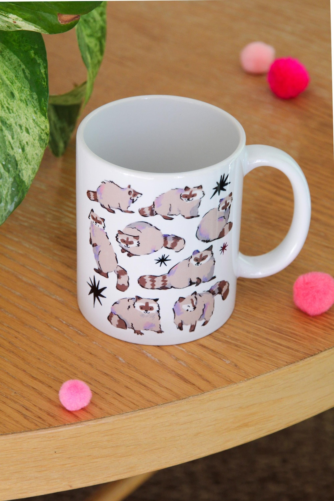 Coloured Drawing Or Pattern Stereo Little Raccoon Ceramic Ceramic Cup Mug Cup Cute Animal Expression - View #9