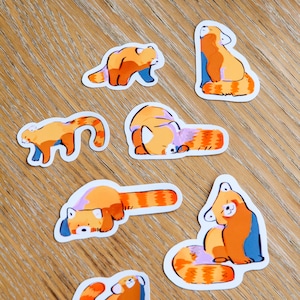 Red Panda Sticker Pack ~ Waterproof Vinyl Cute Kawaii Glossy Stickers ~ Animal Stationary Planner Stickers