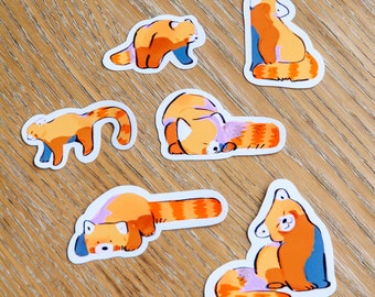 Red Panda Sticker Pack ~ Waterproof Vinyl Cute Kawaii Glossy Stickers ~ Animal Stationary Planner Stickers