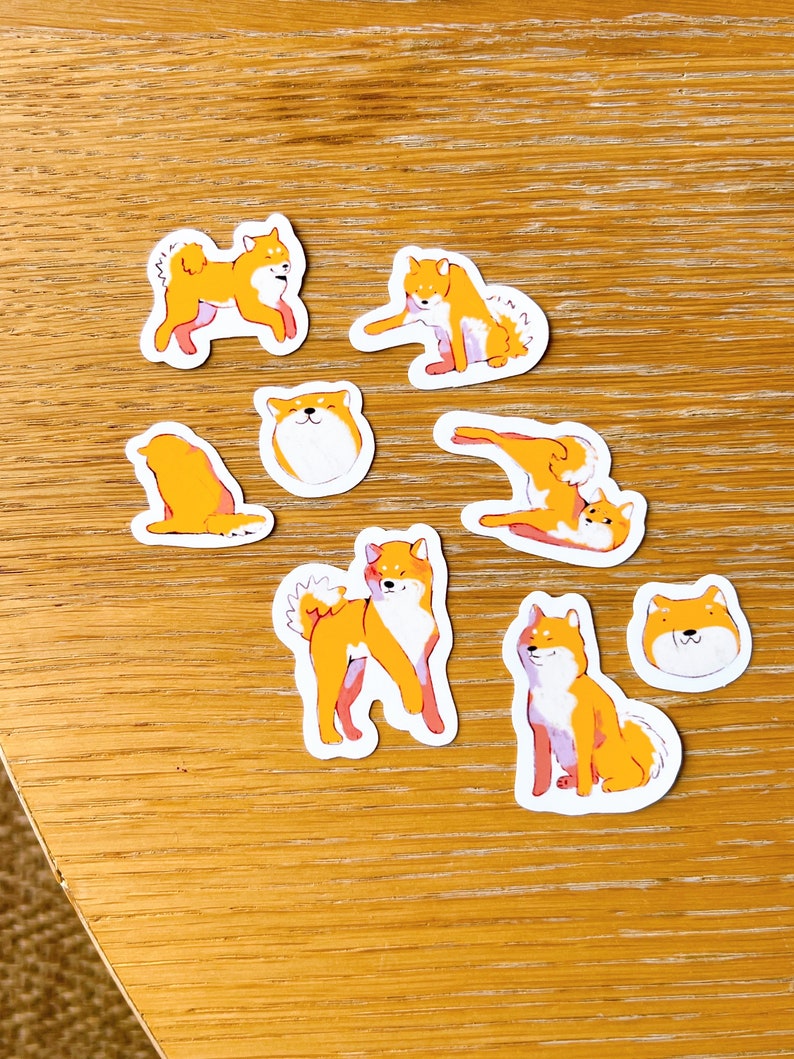 Shiba Inu Sticker Pack ~ Waterproof Vinyl Cute Kawaii Glossy Stickers ...