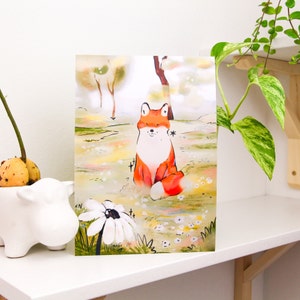 Foxi Flower Print ~ A5 Animal Art Print