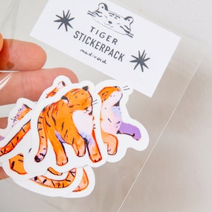 Tiger Sticker Pack Waterproof Vinyl Cute Kawaii Glossy Stickers Animal Stationary Planner Stickers image 3