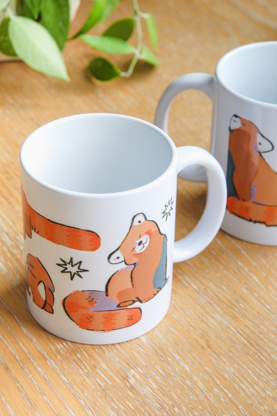 Red Panda Mug - Ceramic Cute Animal Illustrated Mug