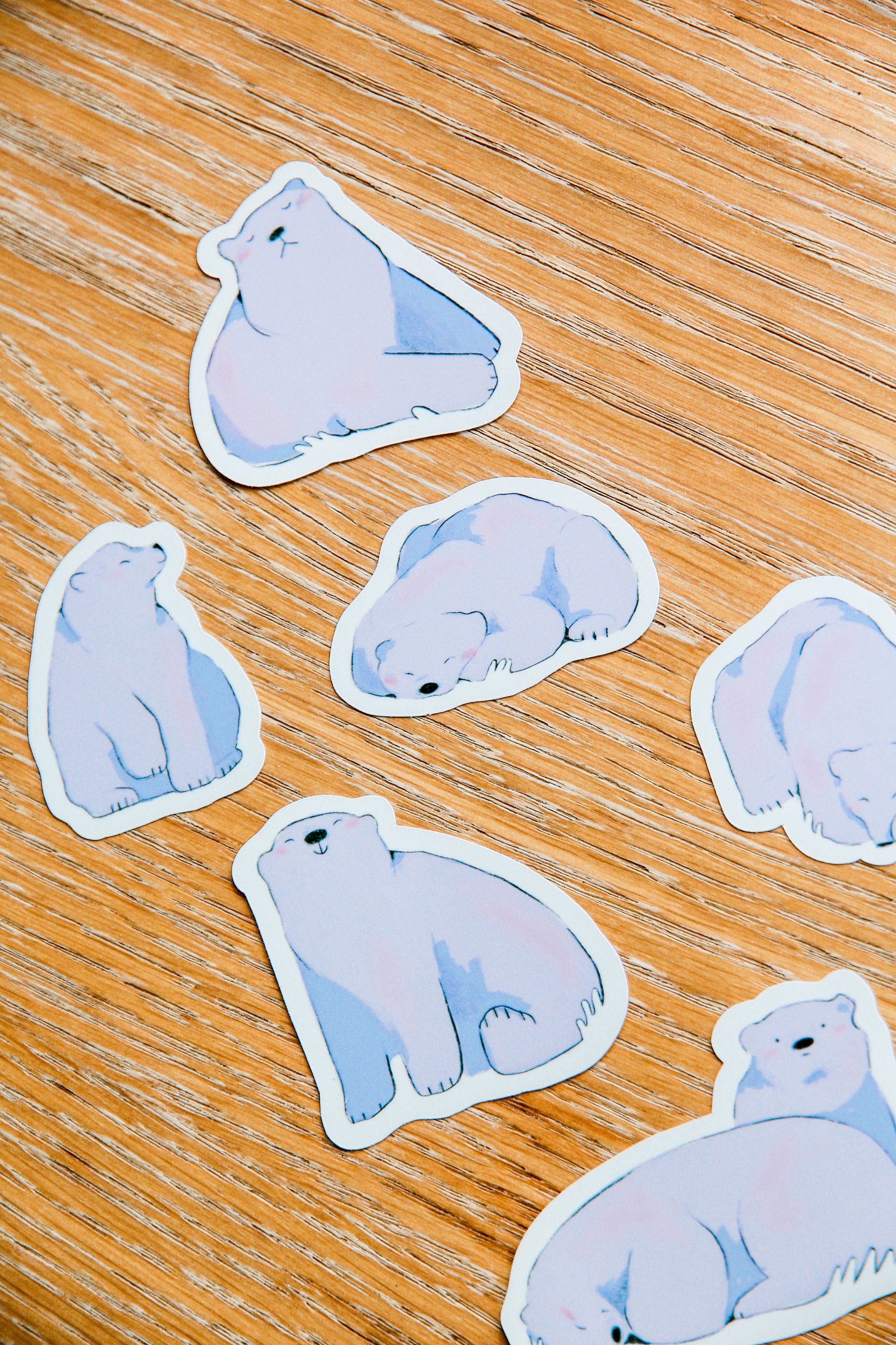 Polar Bear Sticker Pack ~ Waterproof Vinyl Cute Kawaii Glossy Stickers ~ Animal Stationary Planner Stickers