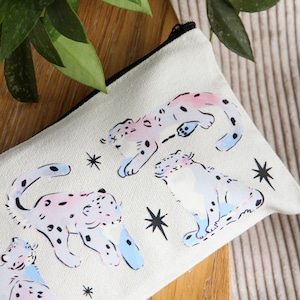 Astuccio con leopardo delle nevi ~ Astucci con animali ~ Astuccio in tela ~ Astuccio estetico