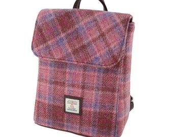 Harris Tweed Plaid Backpack - Pink / Blue Plaid - Etsy display picture 2