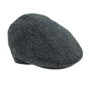 Harris Tweed Flat Cap - Charcoal Gray
