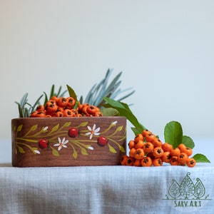 hand-painted Wooden Serving Floral Bowl and Plate