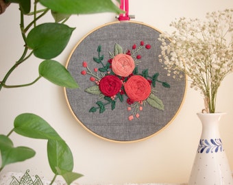 Spring Blossom Flowers, Hand made, Embroidery, Wall Art Collection