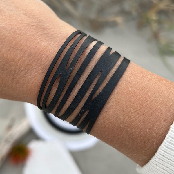 Zebra Wrap Bicycle Tube Bracelet™ | This upcycled wrap bracelet is fun, adjustable and makes a statement!