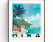 Risa Planet, Star Trek art, Retro travel poster, Klingon quonos, TNG Design, Enterprise minimalist, Leonard Nimoy, Gift for geeks, Trekkie