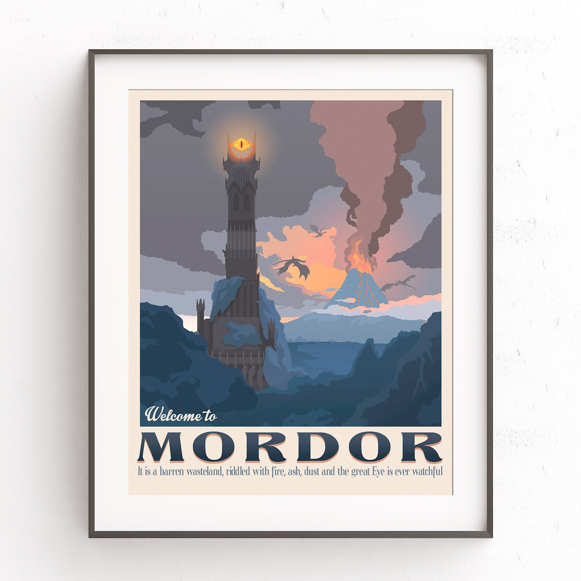 Mordor Illustration Der Herr Der Ringe Retro Reise Plakat Etsy