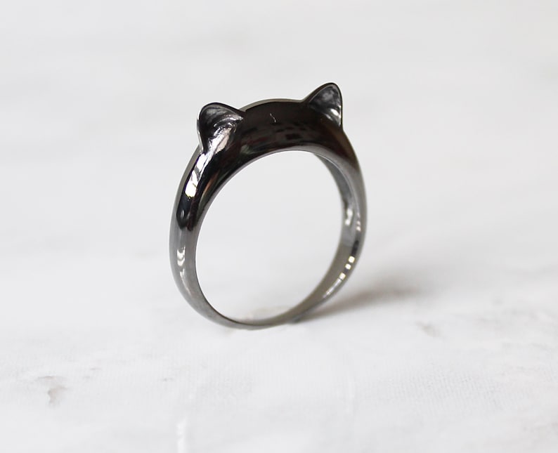 Cute Kitty Minimal Silver Ring Simple Cat Ring Silver 925 Gift For Cat Lovers