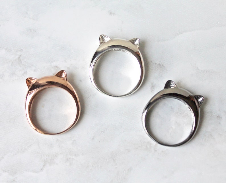 Cute Kitty Minimal Silver Ring Simple Cat Ring Silver 925 Gift For Cat Lovers