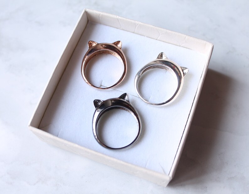 Cute Kitty Minimal Silver Ring Simple Cat Ring Silver 925 Gift For Cat Lovers