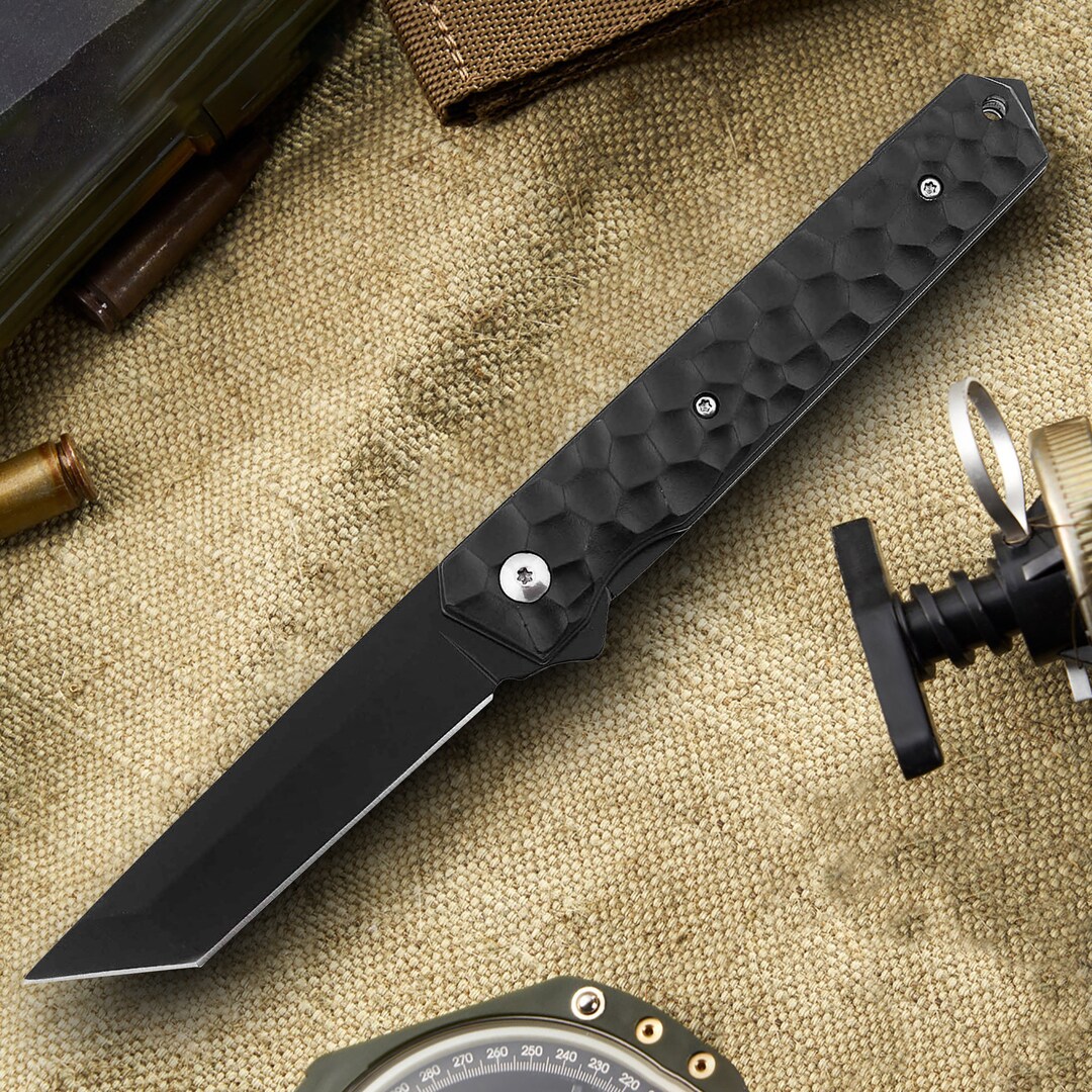 Folding Knife Black Tactical Military Tanto. A Small Tactical Etsy