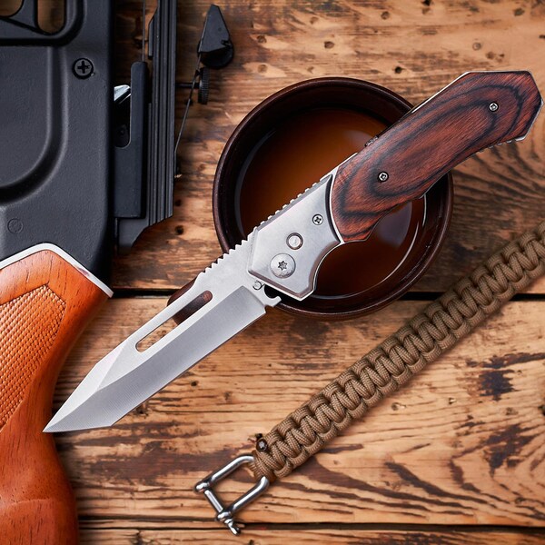 Knife With Flashlight Folding Etsy