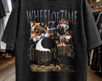 Wheel of Time Shirt, Dumai’s Wells Fantasy Book, Vintage 90s Wolf Moon Graphic, Oversized, Bookish