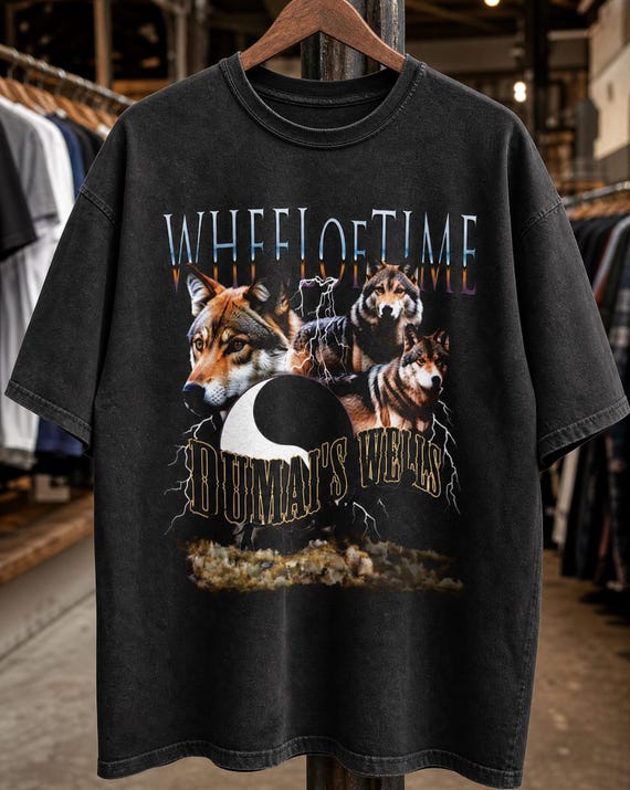 Wheel of Time Shirt, Dumai’s Wells Fantasy Book Tee, Vintage 90s Wolf Moon Graphic, Oversized Cotton T-Shirt