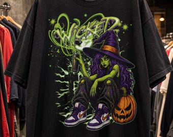 Halloween Witch Shirt, Wicked T, Graffiti, Spooky Season, Streetwear, Horror