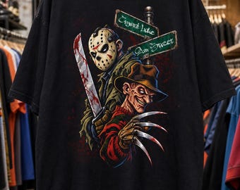 Freddy Vs Jason Shirt, Horror Movie T, Halloween Slasher, Graffiti, Spooky Season, Streetwear