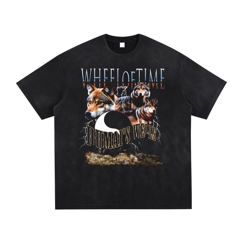 Wheel of Time Shirt, Dumai’s Wells Fantasy Book, Vintage 90s Wolf Moon Graphic, Oversized, Bookish image 4
