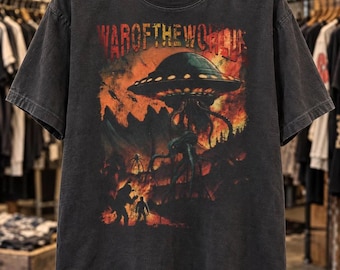 War of the Worlds Shirt, H.G. Wells Alien Invasion Tee, Vintage Washed