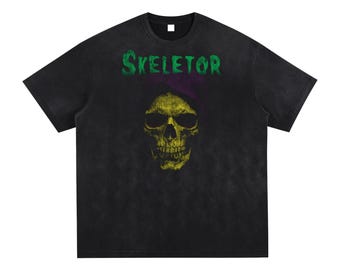 Vintage Skeletor Graphic Tee: Hand Frayed Dark Streetwear