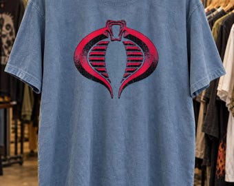 Cobra Logo T-Shirt, 80s G.I. Joe Cartoon Tee, Vintage Washed Retro Graphic Shirt