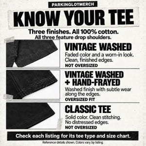 ParkingLotMerch tee finish and fit guide