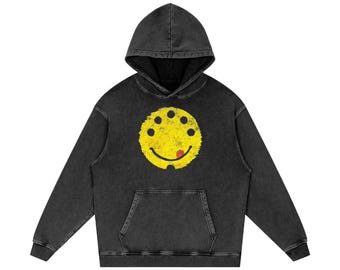 Rave Smiley Heavyweight Hoodie EDM Techno DJ Producer Streetwear, Midi Din