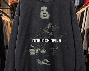 Vintage Nine Inch Nails Sweatshirt 90s Trent Reznor Graphic, Distressed Wash