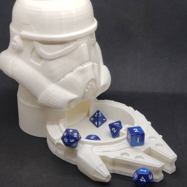 Stormtrooper Millennium Falcon 3D Printed Dice Tower Star Wars Inspired