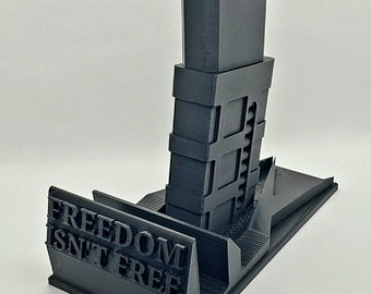 Freedom Isn't Free Horizontal 5.56/.223 Sporting Rifle Display with Magazine Sleeve, not 308 - 3D Printed | Straight Desktop Stand