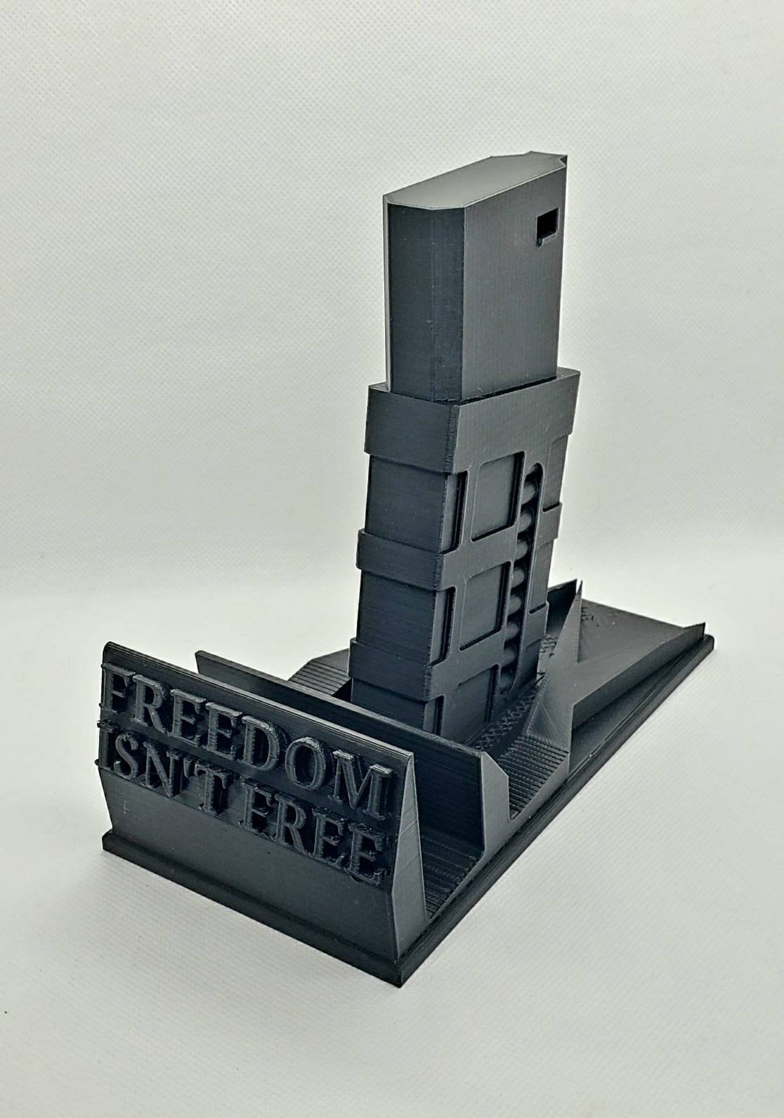 Freedom Isn't Free Horizontal 5.56/.223 Sporting Rifle Display with Magazine Sleeve, not 308 - 3D Printed | Straight Desktop Stand