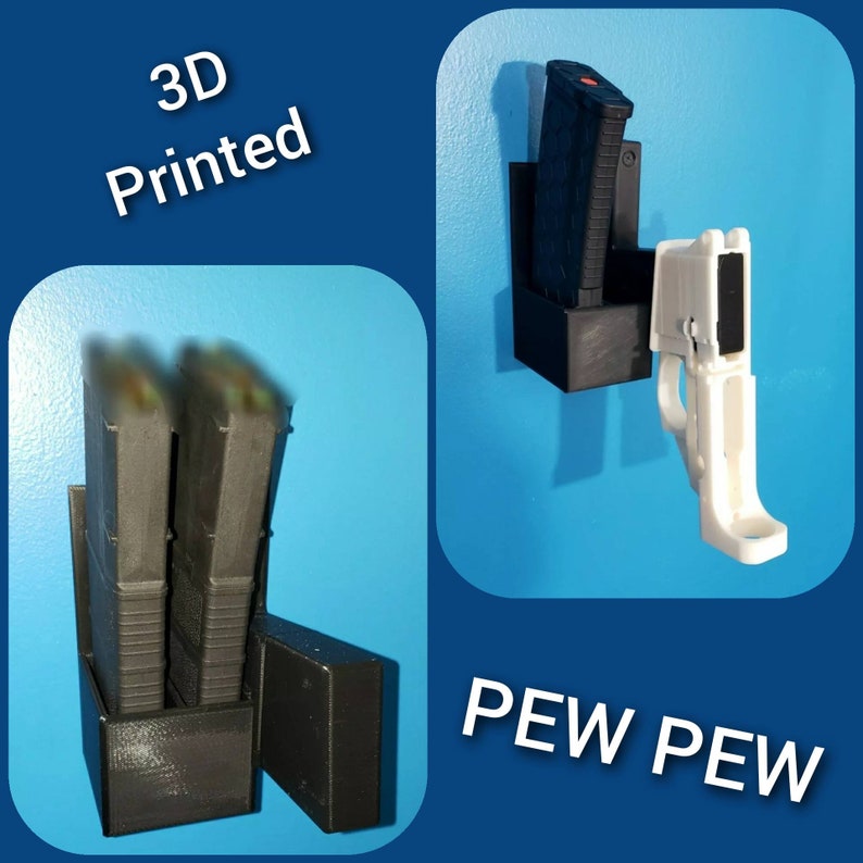 Vertical Sporting Pew Pew Wall Mount with Mag Sleeves 3D Printed image 7