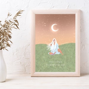 Inner Healing | Wall Print | Spiritual Universe Art | Divine Feminine | Moon | Healing | Self Love | Aura | Mother Earth | Self Love | Witch