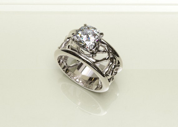 Diamond/moissanite Deer Antler Engagement Ring | Etsy