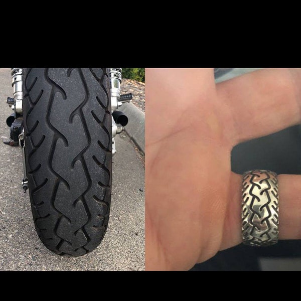 Awesome Street Bike V.3 10mm Motorcycle Tire Tread Ring | Biker Ring | Redneck Ring | Biker Wedding Ring