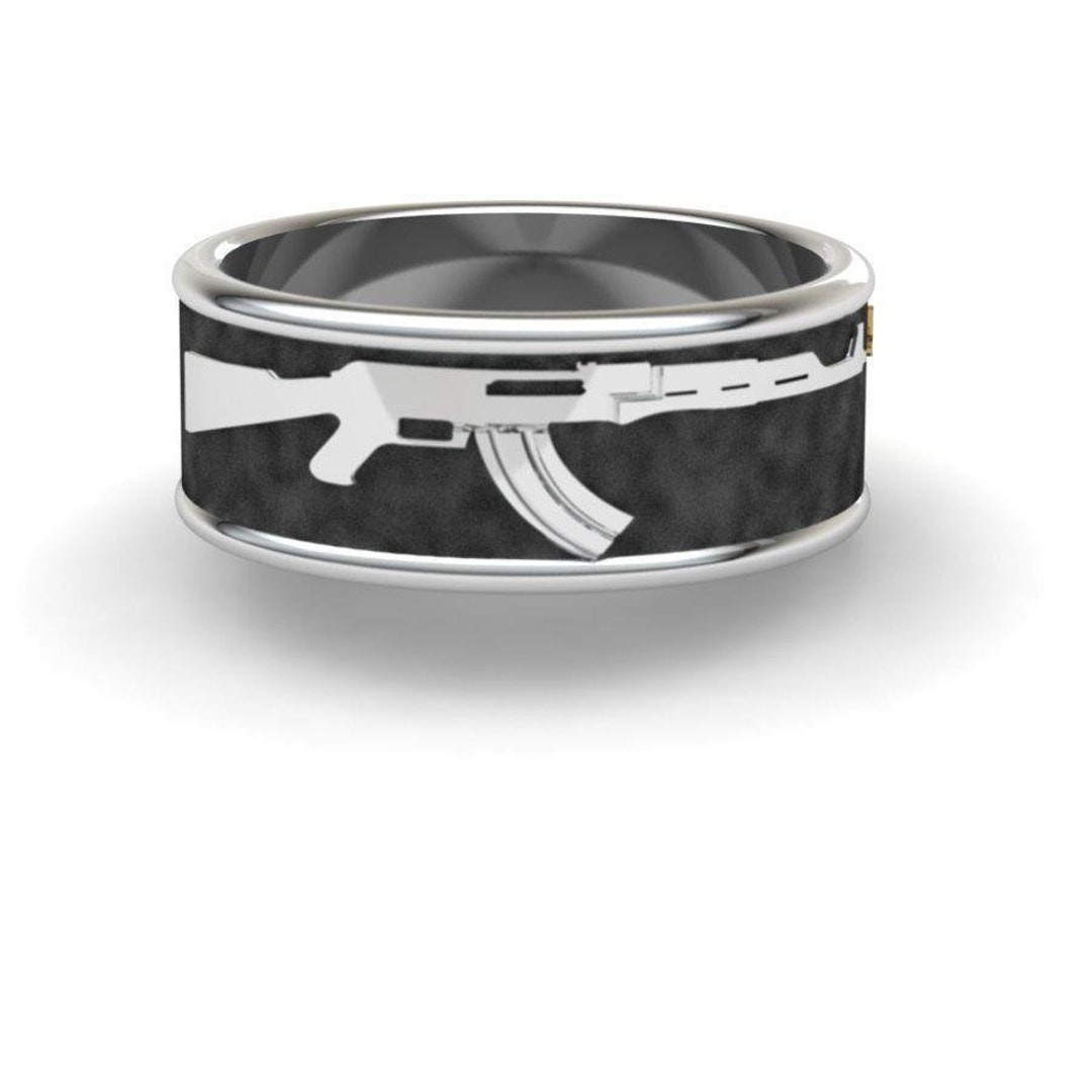 Ak-47 Gun Ring 10mm, Hunting Jewelry, Hunting Wedding Band - Etsy