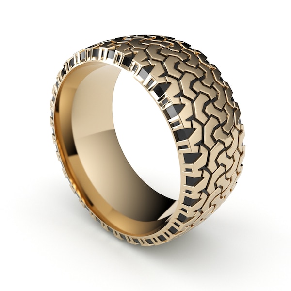 Off Road Tire Wedding Ring-10mm, 4 Wheel Drive Ring, Mudding Ring, Tire Tread Ring, Redneck Ring,