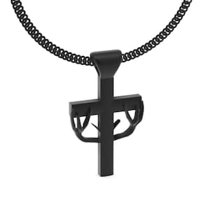 Unique White Gold Cross with Deer Antlers and Prints – Perfect Gift for Outdoor Enthusiasts and Hunters