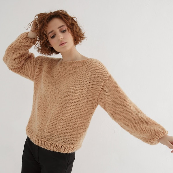 Patrón de suéter de punto grueso / Patrón fácil para principiantes (PDF)