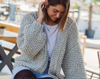 Chunky cardigan knitting pattern for women | Easy cardigan pdf | Oversized cardigan pattern