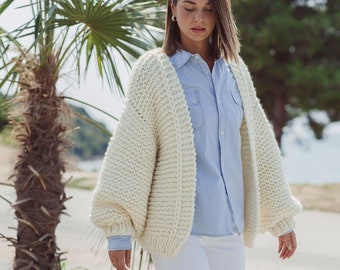 Chunky cardigan knitting pattern for women | Oversized knit cardigan pattern pdf