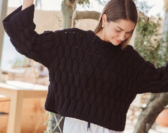 Chunky sweater digital knitting pattern | Easy sweater knit pattern