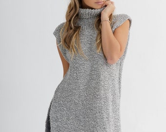 Sleeveless sweater knitting pattern for women | Tunic knit pattern