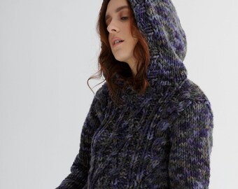 sweater knit hoodie women's