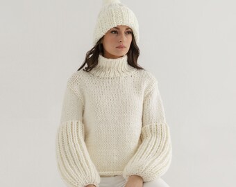 Knit Pattern Bundle | Chunky sweater and chunky beanie knitting patterns