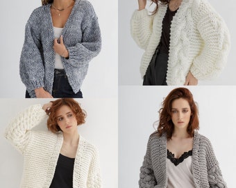 Cardigan bundle | Pack of 4 cardigans knitting patterns | Knit patterns PDF